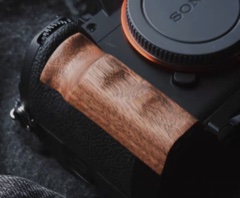 Walnut wooden camera grip
